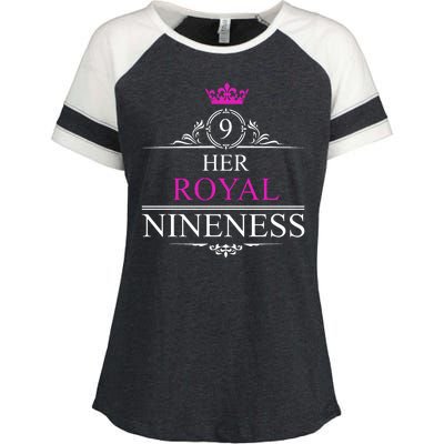 Her Royal Nineness 9th Birthday Nine Year Old Girl Enza Ladies Jersey Colorblock Tee