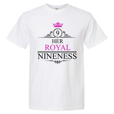 Her Royal Nineness 9th Birthday Nine Year Old Girl Garment-Dyed Heavyweight T-Shirt