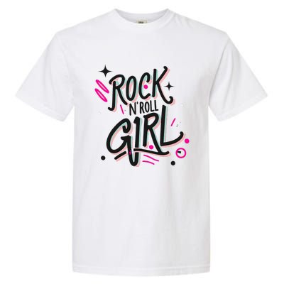 Halloween Rock N Roll Girl Retro Costume Graffiti Garment-Dyed Heavyweight T-Shirt