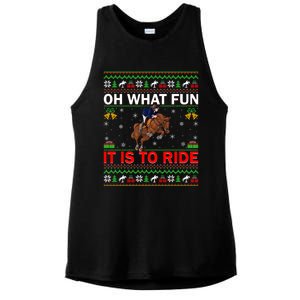 Horse Rider Oh What Fun It Is To Ride Horse Ugly Christmas Ladies PosiCharge Tri-Blend Wicking Tank