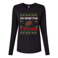 Horse Rider Oh What Fun It Is To Ride Horse Ugly Christmas Womens Cotton Relaxed Long Sleeve T-Shirt