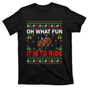 Horse Rider Oh What Fun It Is To Ride Horse Ugly Christmas T-Shirt