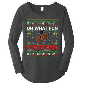 Horse Rider Oh What Fun It Is To Ride Horse Ugly Christmas Women's Perfect Tri Tunic Long Sleeve Shirt