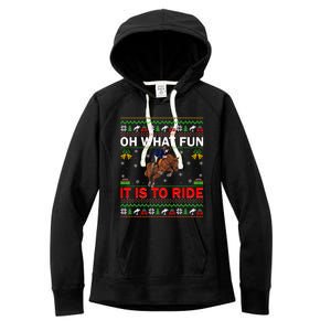 Horse Rider Oh What Fun It Is To Ride Horse Ugly Christmas Women's Fleece Hoodie