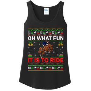 Horse Rider Oh What Fun It Is To Ride Horse Ugly Christmas Ladies Essential Tank