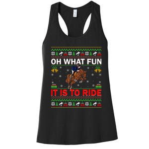 Horse Rider Oh What Fun It Is To Ride Horse Ugly Christmas Women's Racerback Tank