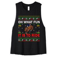 Horse Rider Oh What Fun It Is To Ride Horse Ugly Christmas Women's Racerback Cropped Tank