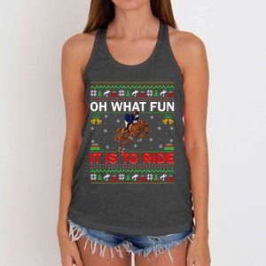 Horse Rider Oh What Fun It Is To Ride Horse Ugly Christmas Women's Knotted Racerback Tank