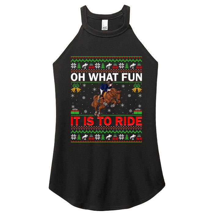 Horse Rider Oh What Fun It Is To Ride Horse Ugly Christmas Women's Perfect Tri Rocker Tank