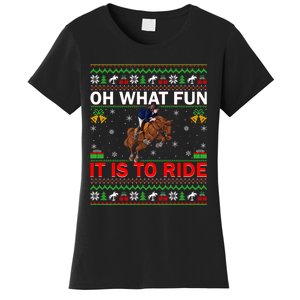 Horse Rider Oh What Fun It Is To Ride Horse Ugly Christmas Women's T-Shirt