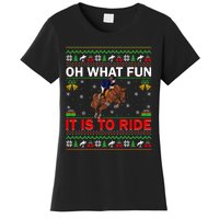 Horse Rider Oh What Fun It Is To Ride Horse Ugly Christmas Women's T-Shirt