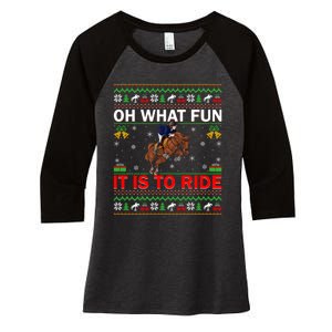 Horse Rider Oh What Fun It Is To Ride Horse Ugly Christmas Women's Tri-Blend 3/4-Sleeve Raglan Shirt