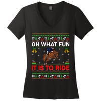 Horse Rider Oh What Fun It Is To Ride Horse Ugly Christmas Women's V-Neck T-Shirt