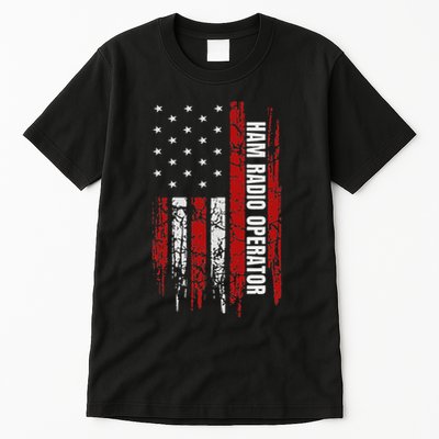 Ham Radio Operator American Usa Flag Amateur Radio Tall T-Shirt