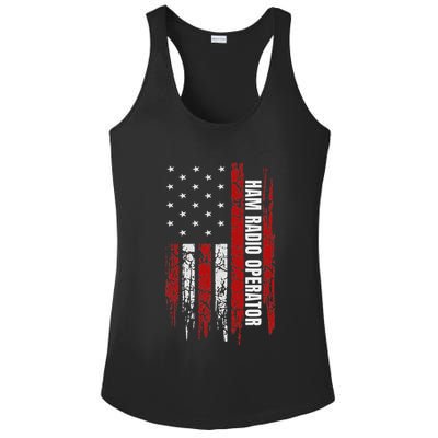 Ham Radio Operator American Usa Flag Amateur Radio Ladies PosiCharge Competitor Racerback Tank