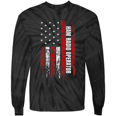 Ham Radio Operator American Usa Flag Amateur Radio Tie-Dye Long Sleeve Shirt