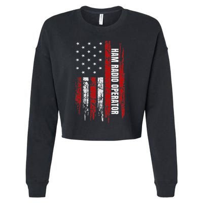Ham Radio Operator American Usa Flag Amateur Radio Cropped Pullover Crew
