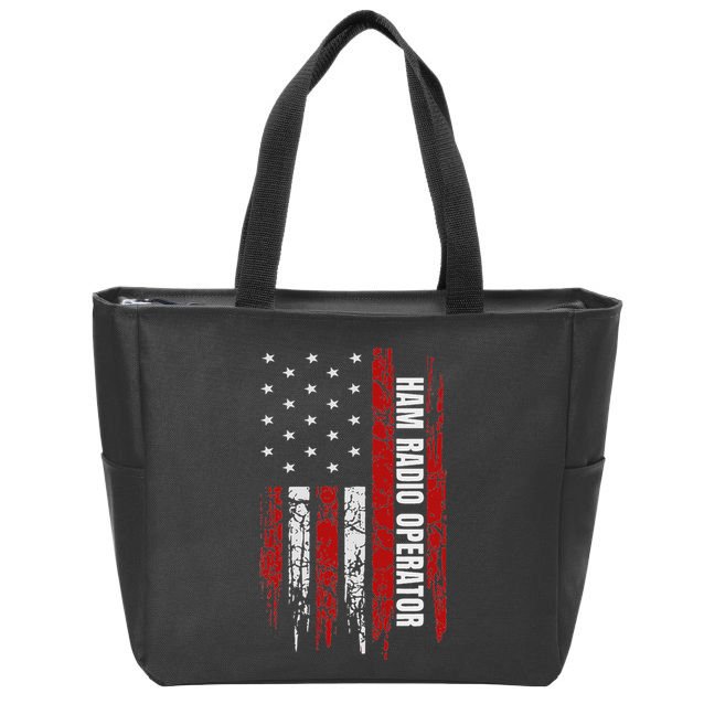 Ham Radio Operator American Usa Flag Amateur Radio Zip Tote Bag