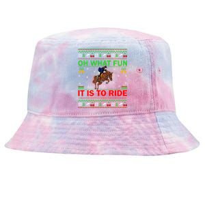 Horse Rider Oh What Fun It Is To Ride Horse Ugly Christmas Cute Gift Tie-Dyed Bucket Hat