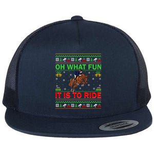 Horse Rider Oh What Fun It Is To Ride Horse Ugly Christmas Cute Gift Flat Bill Trucker Hat