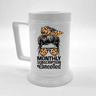 Hysterectomy Recovery Products Uterus Messy Bun Leopard Beer Stein