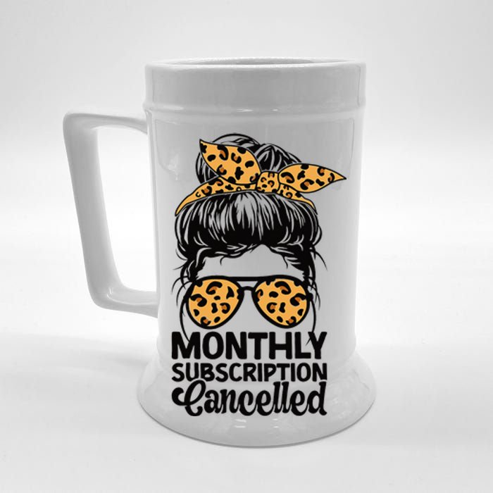 Hysterectomy Recovery Products Uterus Messy Bun Leopard Beer Stein