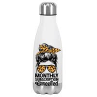 Hysterectomy Recovery Products Uterus Messy Bun Leopard Stainless Steel Insulated Water Bottle