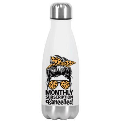 Hysterectomy Recovery Products Uterus Messy Bun Leopard Stainless Steel Insulated Water Bottle