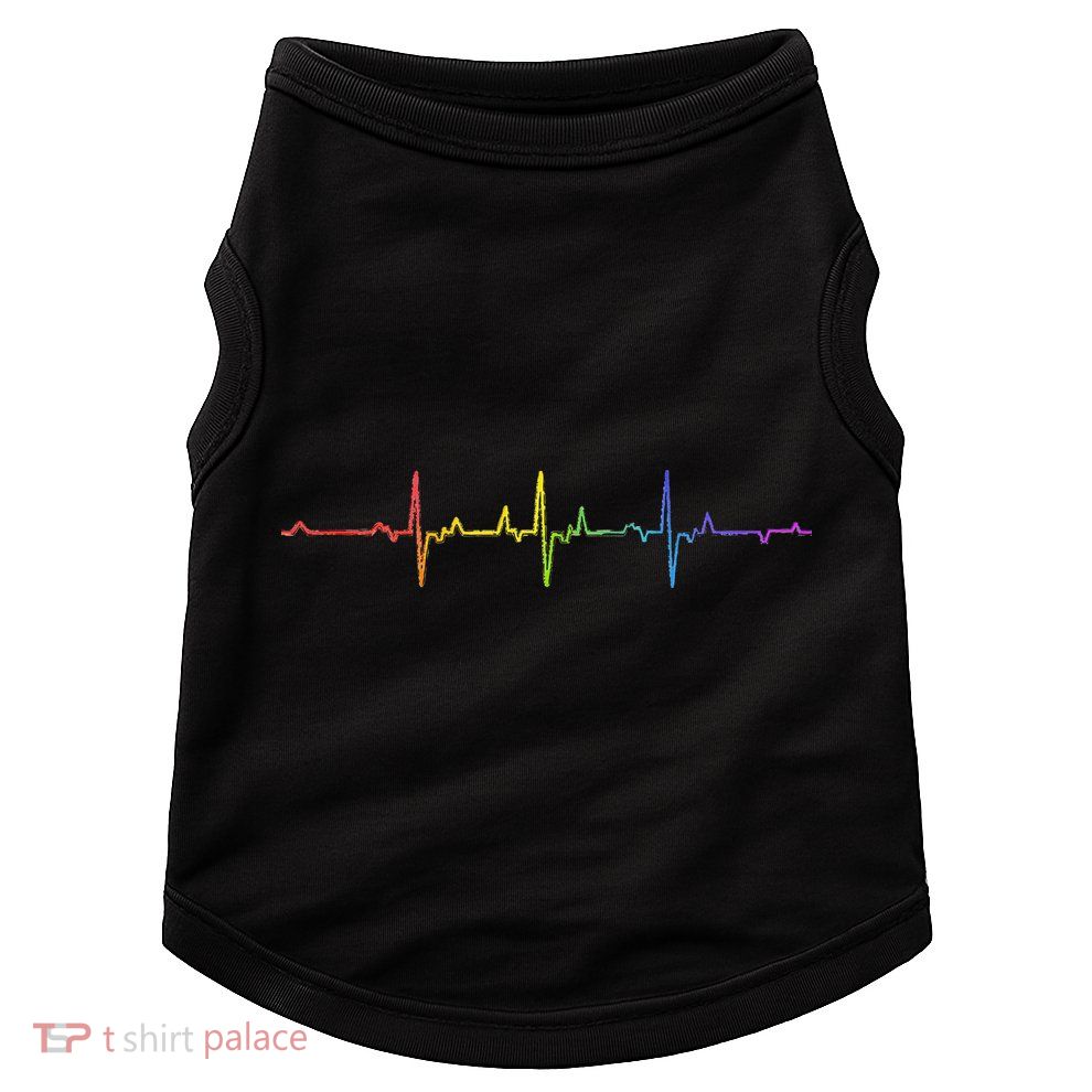 Heartbeat Rainbow Pride Lgbtq Ally Pulse Colors Doggie Tank