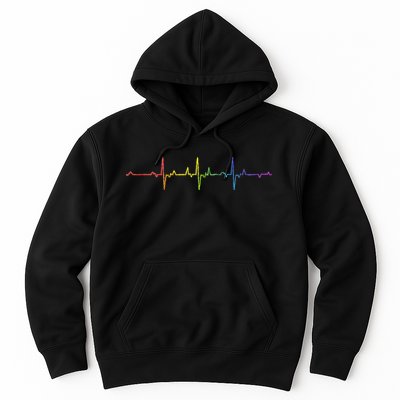 Heartbeat Rainbow Pride Lgbtq Ally Pulse Colors Hoodie