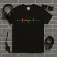 Heartbeat Rainbow Pride Lgbtq Ally Pulse Colors T-Shirt