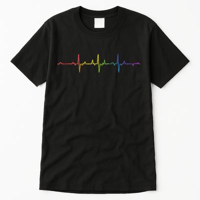 Heartbeat Rainbow Pride Lgbtq Ally Pulse Colors Tall T-Shirt