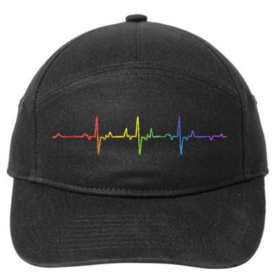 Heartbeat Rainbow Pride Lgbtq Ally Pulse Colors 7-Panel Snapback Hat