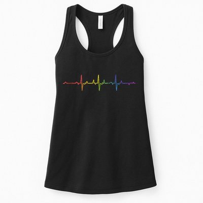 Heartbeat Rainbow Pride Lgbtq Ally Pulse Colors Womens Tank Top