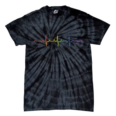 Heartbeat Rainbow Pride Lgbtq Ally Pulse Colors Tie-Dye T-Shirt