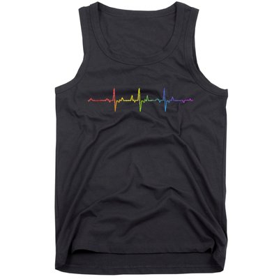 Heartbeat Rainbow Pride Lgbtq Ally Pulse Colors Tank Top