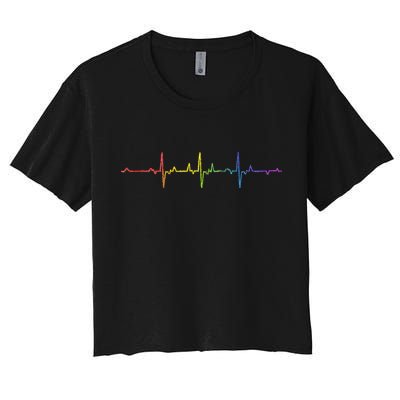 Heartbeat Rainbow Pride Lgbtq Ally Pulse Colors Crop Top