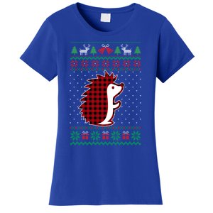 Hedgehog Red Plaid Buffalo Funny Ugly Christmas Women's T-Shirt