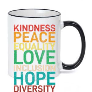 Human Rights Peace Inclusion Love Equality 11oz Black Color Changing Mug