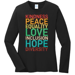 Human Rights Peace Inclusion Love Equality Ladies Long Sleeve Shirt