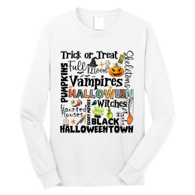 Halloween Retro Pumpkin Ghost Vampires Long Sleeve Shirt