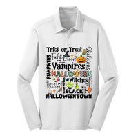 Halloween Retro Pumpkin Ghost Vampires Silk Touch Performance Long Sleeve Polo