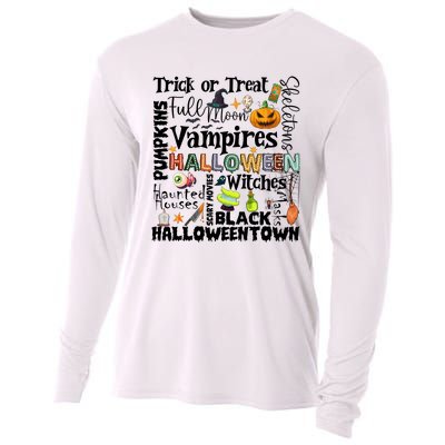 Halloween Retro Pumpkin Ghost Vampires Cooling Performance Long Sleeve Crew