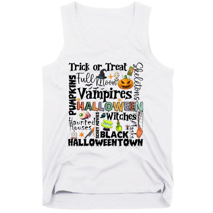 Halloween Retro Pumpkin Ghost Vampires Tank Top