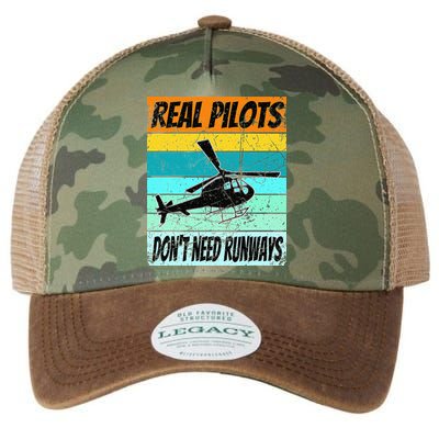 Helicopter Real Pilots Dont Need Runways Legacy Tie Dye Trucker Hat