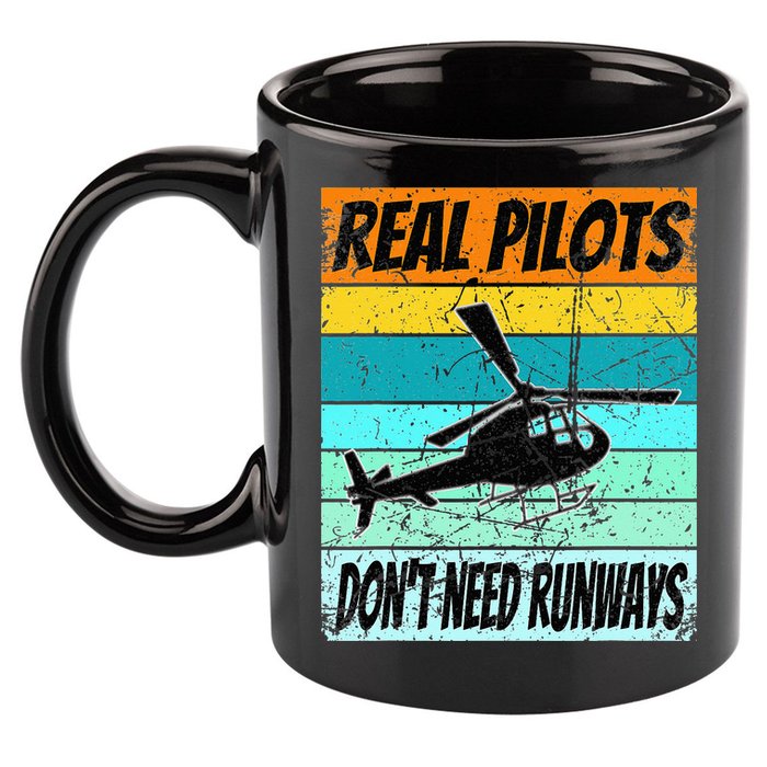 Helicopter Real Pilots Dont Need Runways 11oz C Handle Ceramic Mug