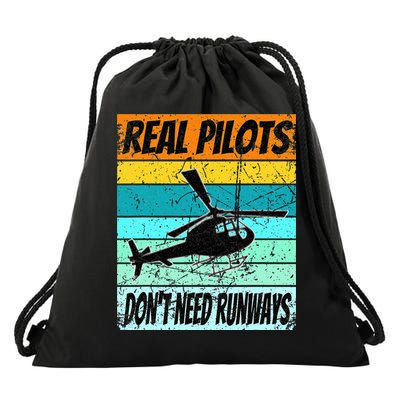 Helicopter Real Pilots Dont Need Runways Drawstring Bag
