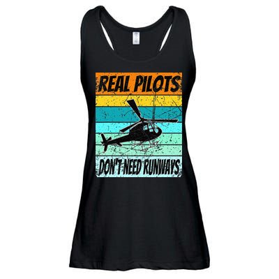 Helicopter Real Pilots Dont Need Runways Ladies Essential Flowy Tank