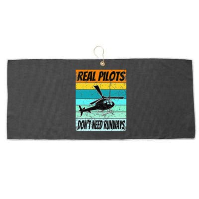 Helicopter Real Pilots Dont Need Runways Large Microfiber Waffle Golf Towel