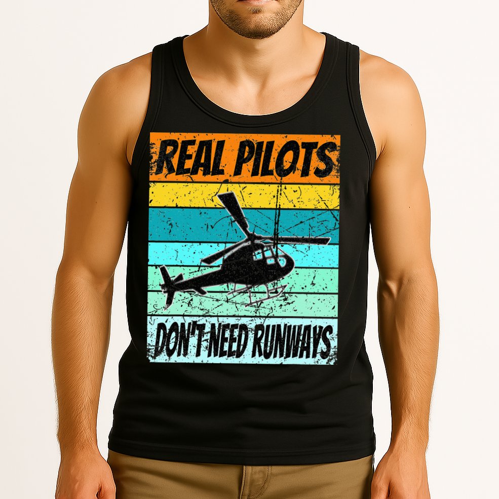 Helicopter Real Pilots Dont Need Runways Tank Top